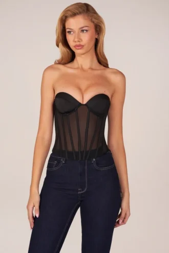 Top corsé bandeau con cordones Zoa en negro