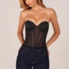 Top corsé bandeau con cordones Zoa en negro