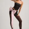 Top corsé con aberturas y lazo Audrina en negro