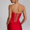 Top corsé con cordones Araminta en rojo fuego