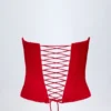 Top corsé con cordones Araminta en rojo fuego
