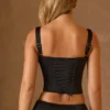 Top corsé con cordones Hannie en negro