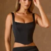 Top corsé con cordones Hannie en negro