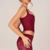 Top corsé con cordones Jemara en rojo cereza