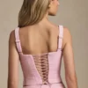 Top corsé con cordones Nami en rosa suave