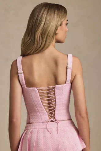 Top corsé con cordones Nami en rosa suave