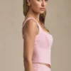 Top corsé con cordones Nami en rosa suave