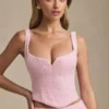 Top corsé con cordones Nami en rosa suave