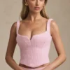 Top corsé con cordones Nami en rosa suave