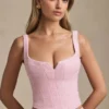 Top corsé con cordones Nami en rosa suave