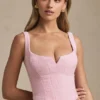 Top corsé con cordones Nami en rosa suave