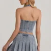 Top corsé con cuello halter Lotta en azul claro