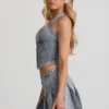 Top corsé con cuello halter Lotta en azul claro