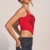 Top corsé con escote corazón y cordones Allure en rojo rosa