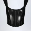 Top corsé de vinilo con cordones Lamiya en negro