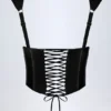 Top corsé de vinilo con cordones Lamiya en negro