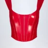 Top corsé de vinilo con cordones Lamiya en rojo fuego