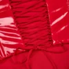 Top corsé de vinilo con cordones Lamiya en rojo fuego