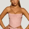 Top corsé drapeado con adornos Sterling en rosa lavanda
