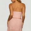 Top corsé drapeado con adornos Sterling en rosa lavanda