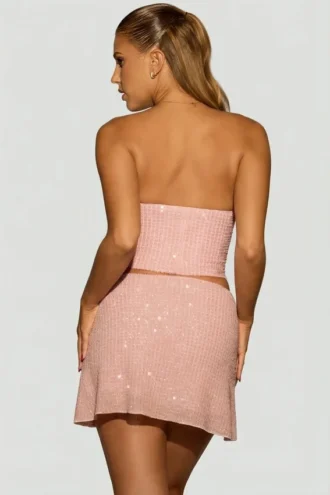 Top corsé drapeado con adornos Sterling en rosa lavanda