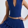 Top corto con abertura frontal Kadie en azul marino