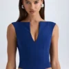Top corto con abertura frontal Kadie en azul marino
