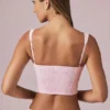 Top corto con lazo Magda en rayas malva suave