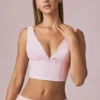 Top corto con lazo Magda en rayas malva suave