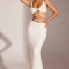 Top corto con tirantes y aros adornado Parma en blanco