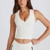 Top corto polo Soft Active en color marfil
