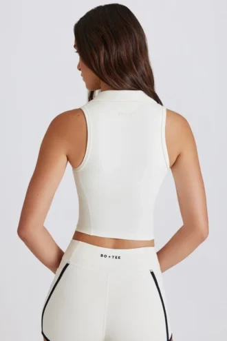 Top corto polo Soft Active en color marfil