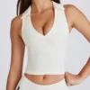 Top corto polo Soft Active en color marfil