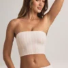Top corto sin tirantes Verna de modal con estampado de rayas