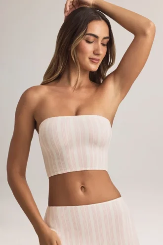 Top corto sin tirantes Verna de modal con estampado de rayas