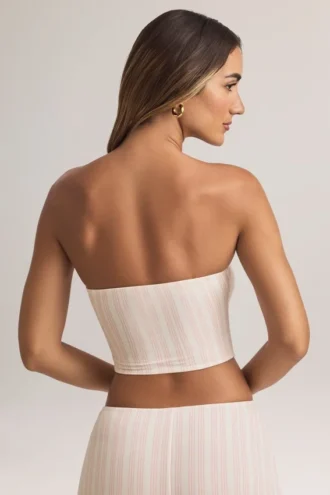 Top corto sin tirantes Verna de modal con estampado de rayas