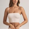 Top corto sin tirantes Verna de modal con estampado de rayas