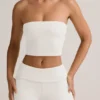 Top corto sin tirantes Verna de modal en blanco