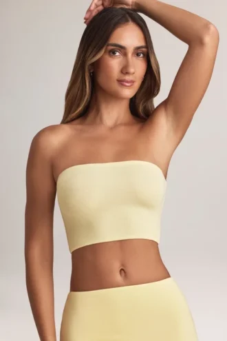Top corto sin tirantes Verna de modal en color sorbete de limón