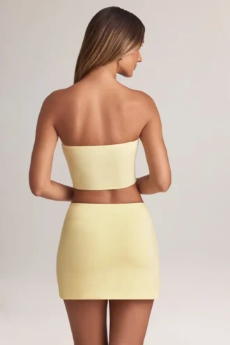 Top corto sin tirantes Verna de modal en color sorbete de limón