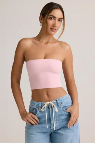 Top corto sin tirantes Verna de modal en rosa bebé