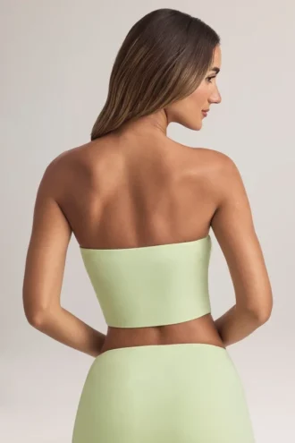 Top corto sin tirantes Verna de modal en verde salvia
