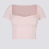 Top corto Soft Active con cuello corazón en rosa ballet