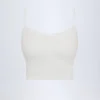 Top corto tipo camisola con fruncidos Livia Pointelle en blanco