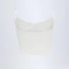 Top corto tipo camisola con fruncidos Livia Pointelle en blanco