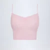 Top corto tipo camisola con fruncidos y textura pointelle Livia en rosa bebé