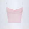Top corto tipo camisola con fruncidos y textura pointelle Livia en rosa bebé