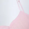 Top corto tipo camisola con fruncidos y textura pointelle Livia en rosa bebé