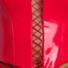 Top corto tipo corsé con cuello halter y cordones de vinilo Ophelia en rojo fuego