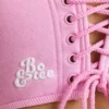 Top corto tipo corsé de jersey cepillado en rosa chicle